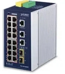 PLANET IGS-20160HPT Industrial Railmount Gigabit Managed Switch, 18x RJ-45, 2x SFP, 