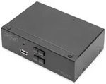 DIGITUS KVM Switch, 2x1 DP, DP Out,USB 2 x DP + 2x USB +2 Speaker + 2 Micro
