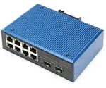 DIGITUS Industrial 8+2-Port Fast Ethernet PoE Switch 8 Port PoE FE RJ45, 2 GE SFP