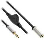 INLINE Slim Audio Kabel Klinke 3,5mm ST / BU, mit Lautst&auml;rkeregler, 0,25m