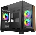 COOLER Master Elite 481 Wood Black, schwarz/braun, Glasfenster