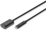 DIGITUS USB 3.1 aktives Verl&auml;ngerungskabel, USB-C [Stecker] auf USB-C [Buchse], 5m