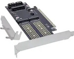 INLINE PCIe Karte x16 zu 2x M,2, 1x mSATA