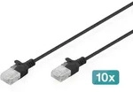 DIGITUS CAT 6 U-UTP Slim Patchkabel, 3 m, Schwarz, 10 Stk. L&auml;nge 3 m, Schwarz,...