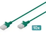 DIGITUS CAT 6 U-UTP Slim Patchkabel, 3 m, Gr&uuml;n, 10 Stk. L&auml;nge 3 m, Gr&uuml;n, 10...