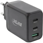 INLINE USB PD Netzteil, GaN Ladeger&auml;t, 3-Port, Dual USB-C + USB-A, 65W, schwarz