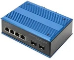 DIGITUS Industrieller 4+2 -Port Gigabit Ethernet Switch 4 Port GE RJ 54, 2 GE...