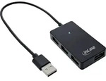 INLINE USB 2,0 Hub, 4 Port, schwarz, mit USB DC Kabel, Kabel 30cm
