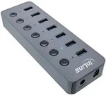 INLINE USB 3,2 Gen,1, 7-Port, mit Schalter, Aluminium, grau, mit Netzteil