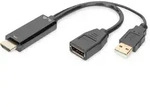 DIGITUS HDMI Adapter, Typ HDMI - DP M/M, 0.3m, ext. Stromversorgung, 4K@60Hz, sw