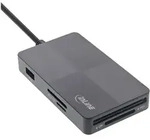 INLINE USB 3,2 Multi Cardreader Hub, SD/TF/MS/XD/CF, 3-Port USB-A, Dual