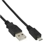 INLINE Micro-USB 2,0 Kabel, USB-A Stecker an Micro-B Stecker, schwarz, 3m