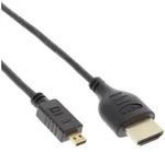 INLINE HDMI Superslim Kabel A an D, HS mit Eth,, Premium, schwarz / gold, 0,3m