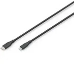 DIGITUS USB Silikon Ladekabel, USB-C - Lightning 2m, USB 2.0, 60W, schwarz