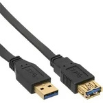 INLINE USB 2,0 Flachkabel Verl&auml;ngerung, A Stecker / Buchse, schwarz, Kontakte gold,