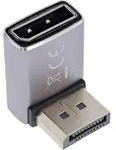 INLINE DisplayPort 1,4 Adapter, DisplayPort Stecker / Buchse, 90&deg; unten, 8K