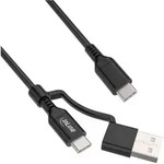 INLINE 2-in-1 USB-C Kabel + USB-A Adapter, USB 2,0, 100W, TPE, schwarz, 1m