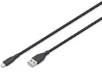 DIGITUS USB Silikon Ladekabel, USB-A - Lightning 1m, USB 2.0, 12W, schwarz