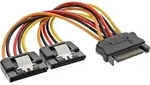 INLINE SATA Strom-Y-Kabel, SATA Buchse an 2x SATA ST mit Lasche, 0,30m