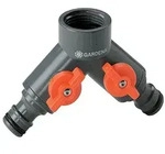 GARDENA 2-Wege-Ventil, f&uuml;r Wasserh&auml;hne mit 33,3 mm (G1)-Gewinde