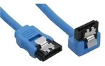 INLINE SATA 6Gb/s Anschlusskabel rund, abgewinkelt, blau, mit Lasche, 0,5m