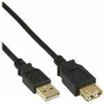 INLINE USB 2,0 Verl&auml;ngerung, Stecker / Buchse, Typ A, schwarz, Kontakte gold, 0,5m