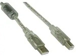 INLINE USB 2,0 Kabel, A an B, transparent, mit Ferritkern, 2m