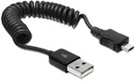 DELOCK Kabel USB 2.0 A Stecker > micro B Stecker Spiralkabel 20 - 60cm