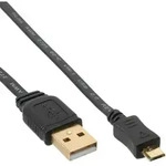 INLINE 3m Micro-USB 2.0 Flachkabel, USB-A an Micro-B schwarz