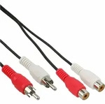 INLINE Cinch Verl&auml;ngerung, 2x Cinch, Stecker / Buchse, 2,5m