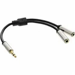 INLINE Audio Y-Kabel Klinke 3,5mm ST an 2x Klinke BU, 0,15m