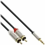 INLINE Slim Audio Kabel Klinke 3,5mm ST an 2x Cinch ST, 0,5m