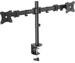 DIGITUS Dual-Standfu&szlig; mit Klemmbef. TFT 15 bis 27 Zoll, Schwarz