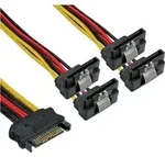 INLINE SATA Strom-Y-Kabel, SATA Buchse an 4x SATA Stecker gewinkelt, mit
