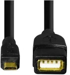 HAMA USB-2.0-Adapterkabel, OTG, Micro-B-Stecker - A-Buchse, 15 cm, Schwarz