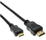 INLINE HDMI Mini Kabel, HDMI Stecker auf Mini Stecker, 10m verg, Kontakte, schwarz
