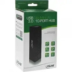 INLINE USB 3,0 Hub, 10 Port, Aluminiumgeh&auml;use, schwarz, mit 4A Netzteil