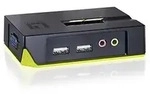 LEVEL ONE 2 Port USB Desktop Switch mit Audiofunktion, Kabel im Lieferumfang