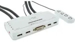 INLINE KVM Switch, 4-fach, DVI-D, USB, mit Audio, integr, Kabel