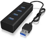 ICY BOX Hub, USB 3.0 to 4-Port Type-A, Aluminium, black