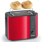 SEVERIN AT 2217 Automatik-Toaster, Kaltwand, R&ouml;stelektronik, schwarz-Edelstahl, rot
