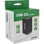INLINE USB 3,0 Aluminium Hub, 4 Port, schwarz, mit 2,5A Netzteil