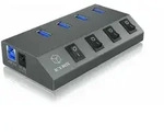 ICY BOX USB 3.0 Hub, 4x USB Type-A Anschl&uuml;sse, An-/Ausschalter f&uuml;&uuml;r jeden Port