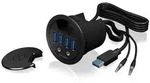 ICY BOX Tisch-Hub 4x USB 3.0 Type-A mit Audio Ein-/Ausgang