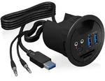 ICY BOX Tisch-Hub mit 2 Kartenlesern, Audio Ein-/Ausgang, Ladefunktion und LED