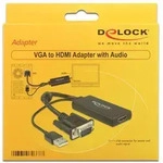 DELOCK Adapter VGA + Audio zu HDMI mit Kabel schwarz, 0.25m