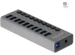 DELOCK Externer SuperSpeed USB Hub mit 10 Ports + Schalter