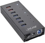 INLINE USB 3,0 Hub, 7 Port, Aluminiumgeh&auml;use mit 2,5A Netzteil, schwarz