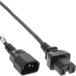 INLINE Netzkabelverl&auml;ngerung C15 St gerade/C14 Bu gerade, 2m schwarz