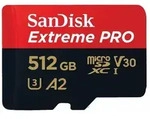 SANDISK Extreme PRO R200/W140 microSDXC 512GB Kit, UHS-I U3, A2, Class 10